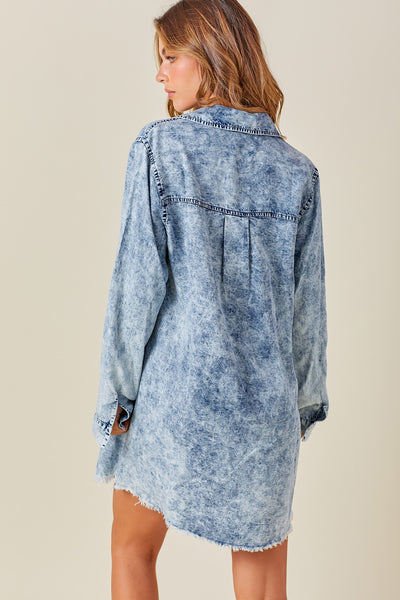 Aria Washed Denim Shirt Dress ( Black & Blue)