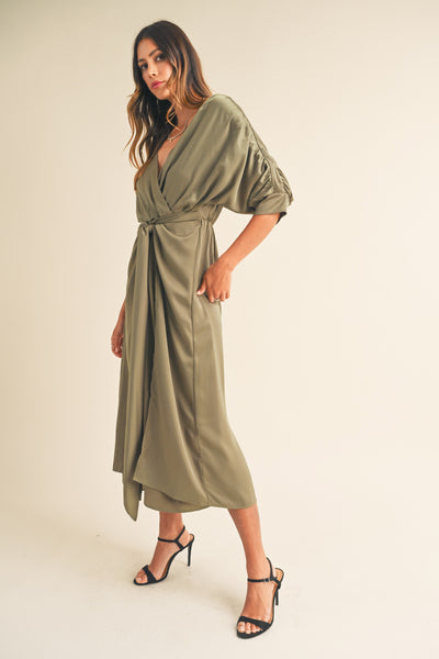 Mable Front Tie Midi Dress