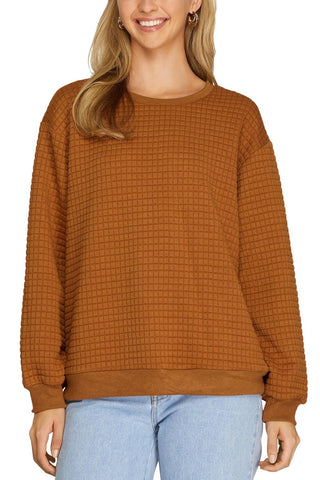 Paula Quilted Pullover- Rust