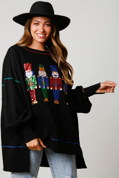 Sequin Nutcracker French Terry Sweatshirt