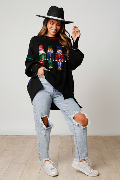 Sequin Nutcracker French Terry Sweatshirt