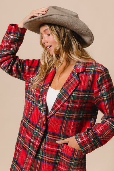 Christmas Plaid Sequin Jacket