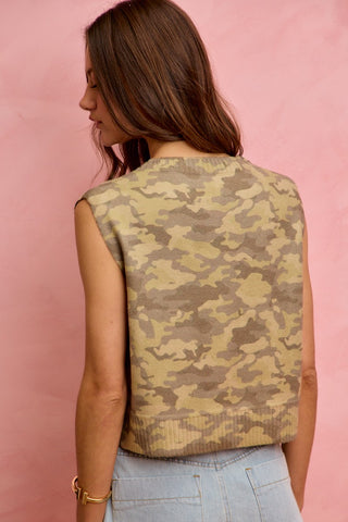 Camo Button Down Sweater Vest