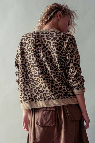 Classic Leopard Print Jacquard Cardigan