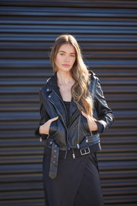 Mauritius- Freda RF Leather Jacket, Black on Black