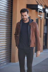 Mauritius- Xilo RF Leather Jacket- Cognac