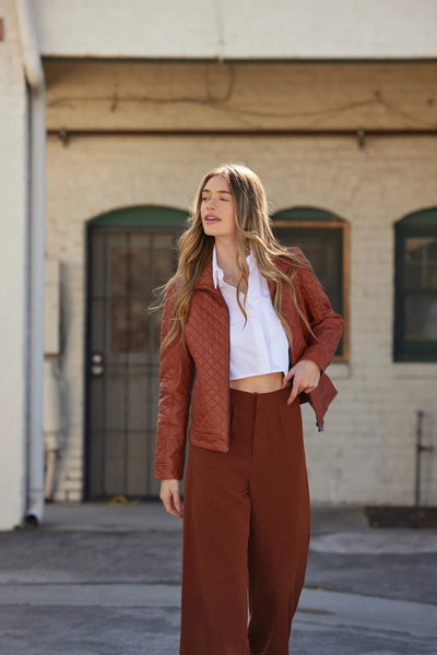 Mauritius- Breana CF Leather Jacket- Burnt Orange