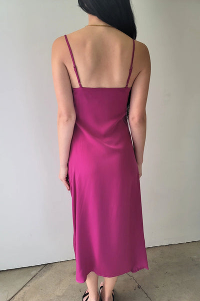 Dex- Berry Fuchsia Midi Drape Dress