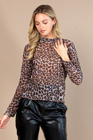 Leopard Mesh Top