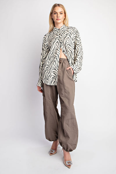 Zoe Zebra Relaxed Button Down Top