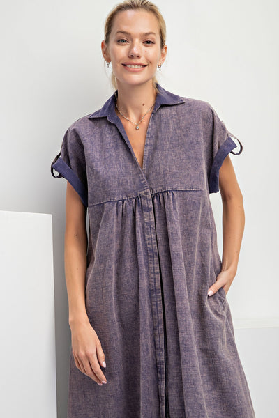 Donna Mineral Washed Denim Dress