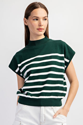 Candice Striped Top- Hunter Green