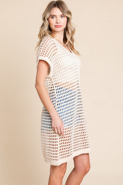 Cadence Crochet Tunic Dress- Natural