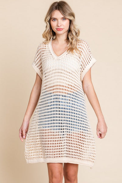 Cadence Crochet Tunic Dress- Natural