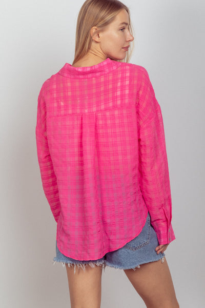 Tallulah Textured Woven Top- Pink