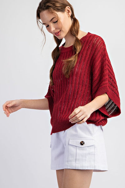 Crimson Casual Knit