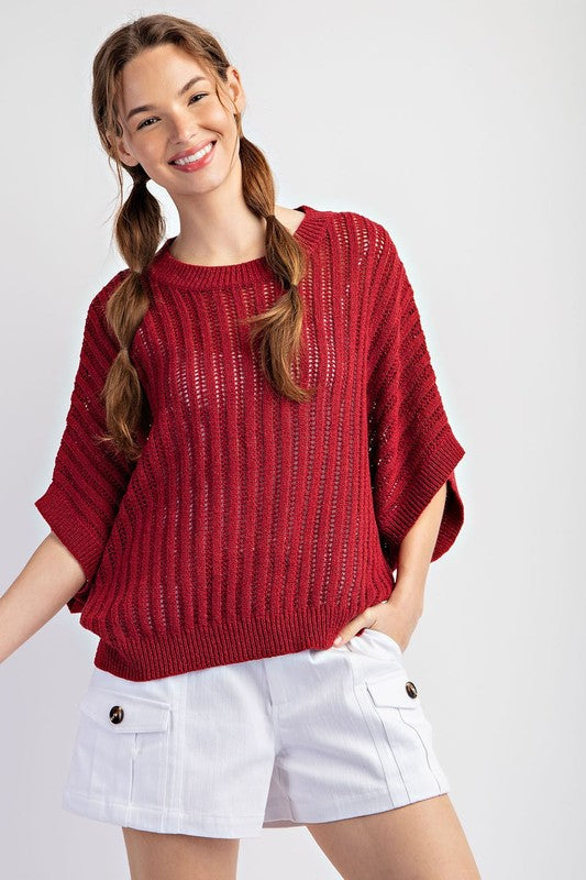 Crimson Casual Knit