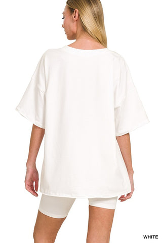 Cotton V-Neck Top & Biker Shorts