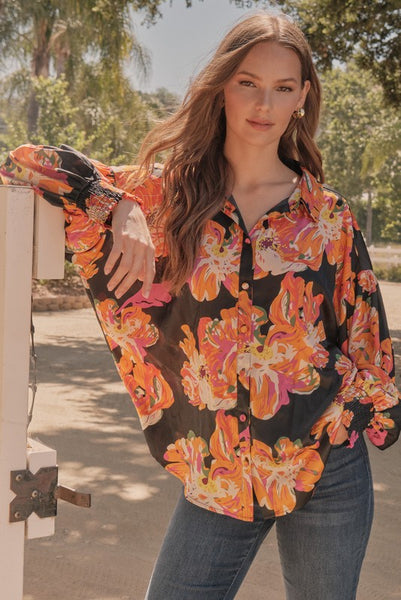 Sienna Satin Flower Blouse