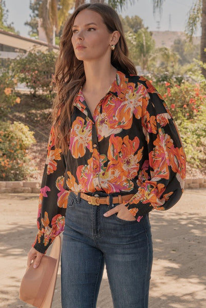 Sienna Satin Flower Blouse