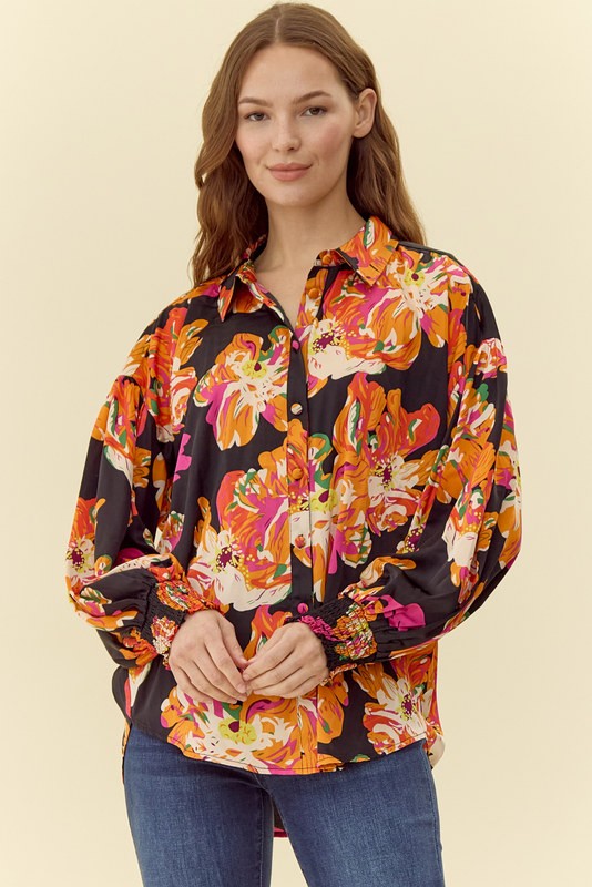 Sienna Satin Flower Blouse