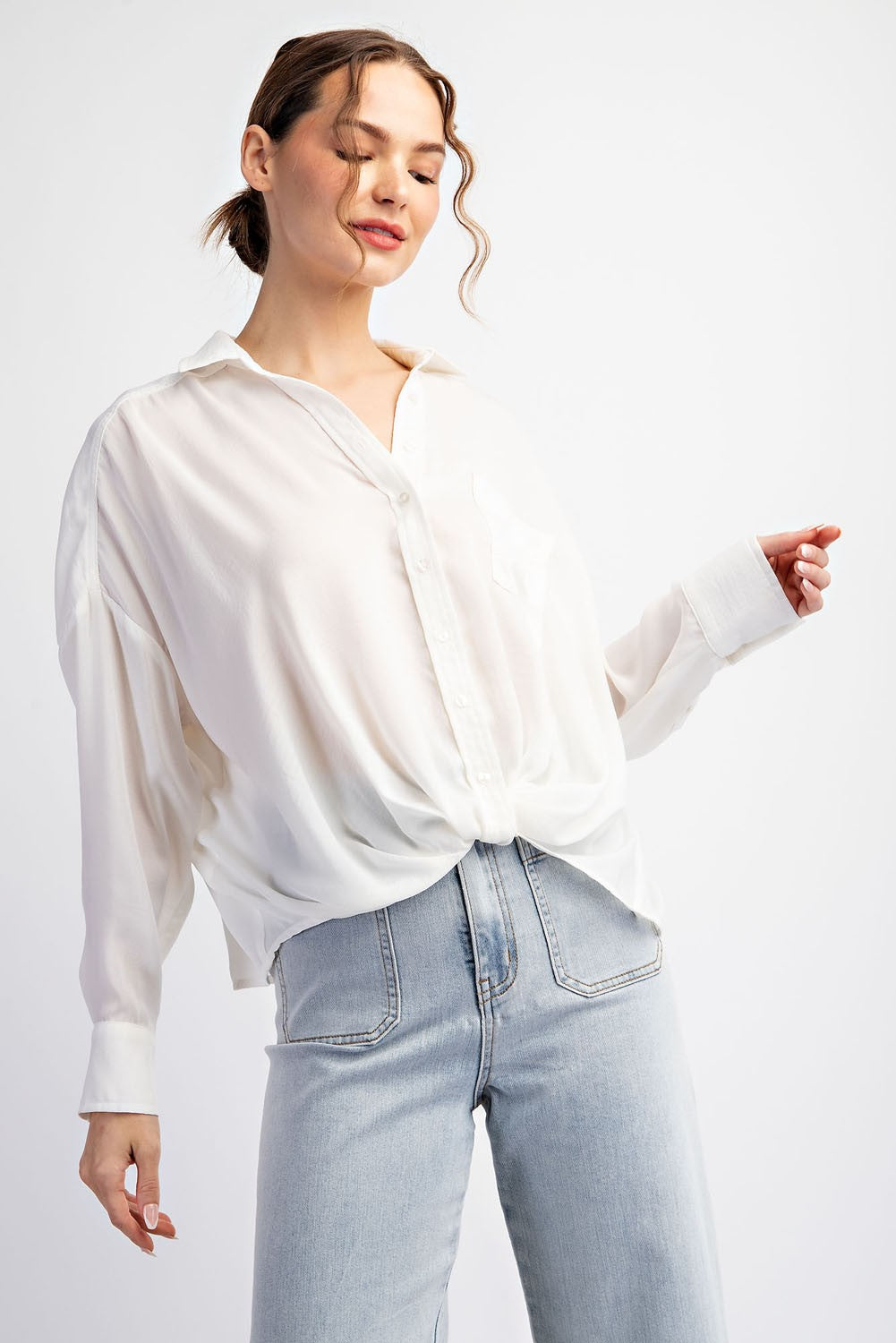 Betty Button Down Top- Cream