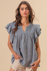 Chella Crinkle Gauze Ruffle Sleeve