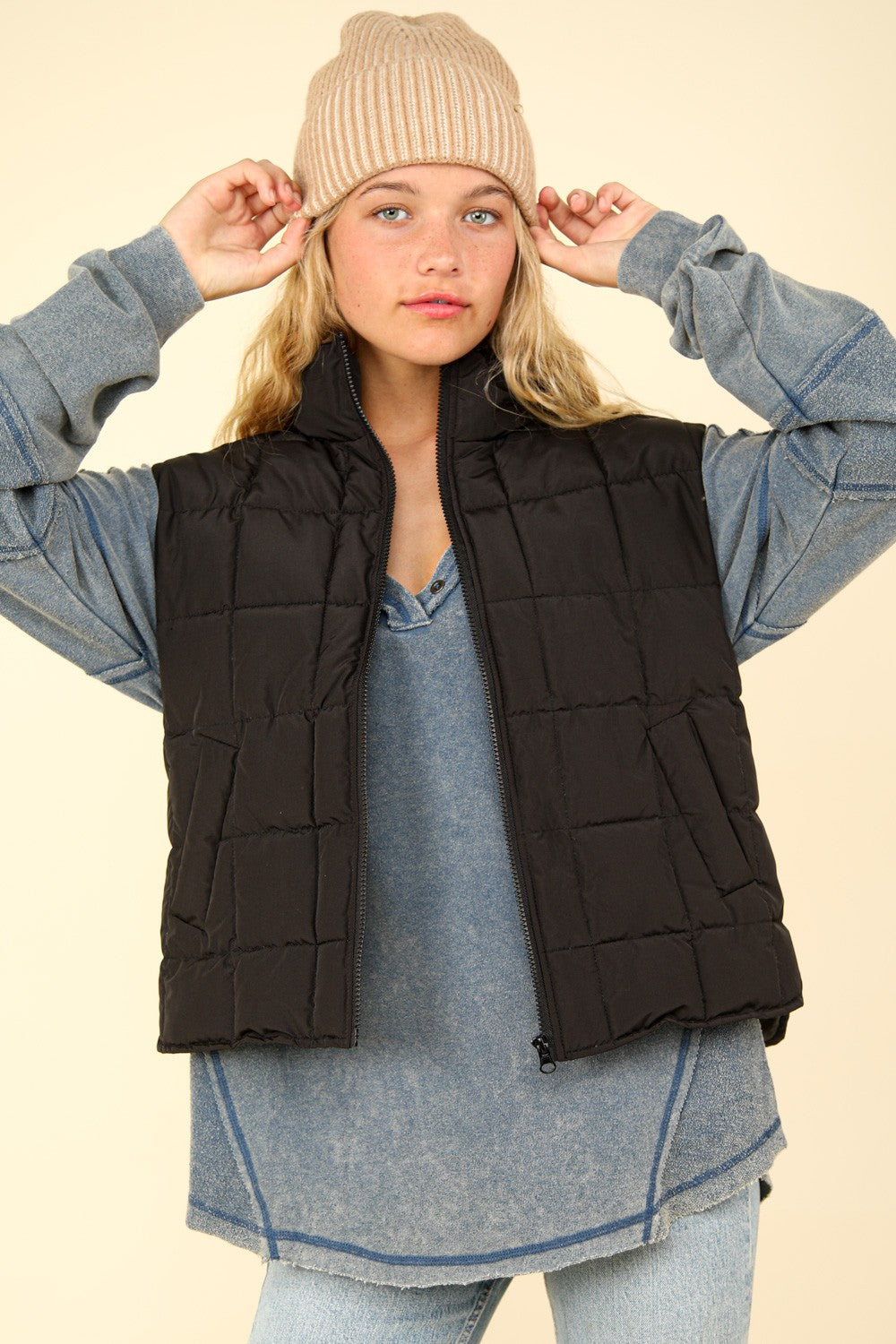 Jane Puffer Vest- Black