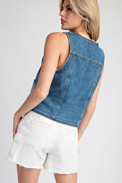 Jessica Mineral Wash Denim & Sherpa Vest