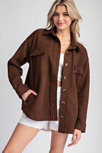 Polly Textured Shacket- Coffee