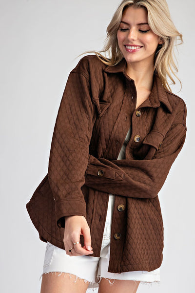 Polly Textured Shacket- Coffee