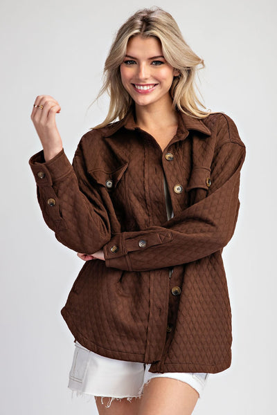 Polly Textured Shacket- Coffee