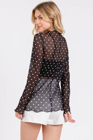 The Polka Dot mesh Long Sleeve Top