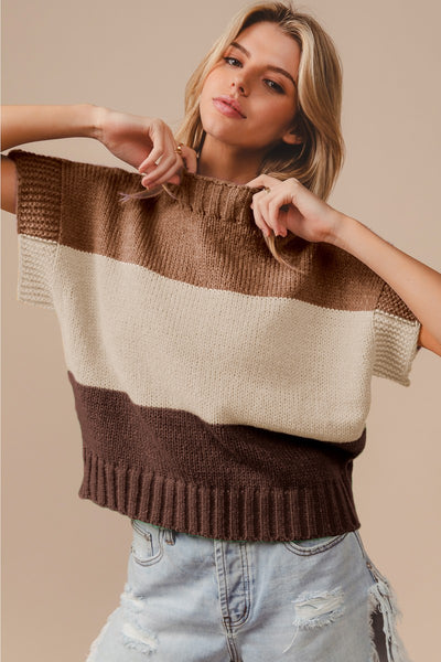 Monica Color Block Sleeveless Sweater