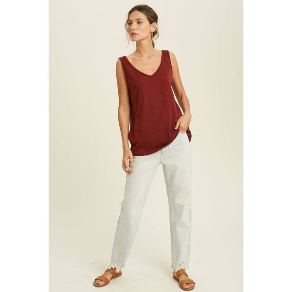 Wishlist Apparel - Women's Casual V-Neck Sleeveless Knit Blouse