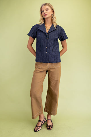Cambria Textured Button Down Top