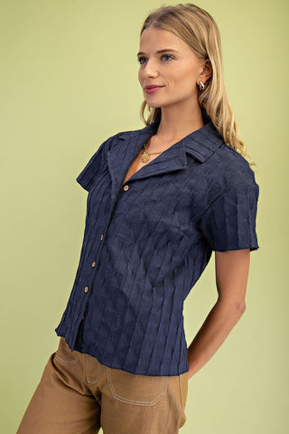 Cambria Textured Button Down Top