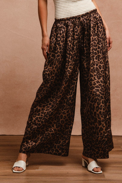 Anniston Leopard Wide leg Drawstring Pants