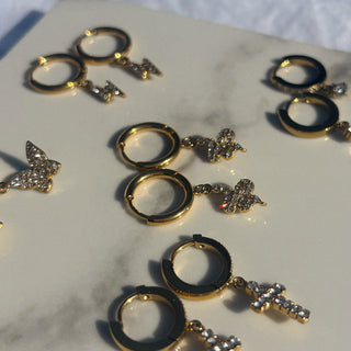 Lightning Bolt Pave Charm Huggies