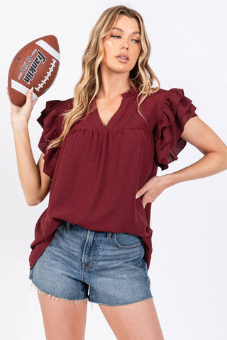 The Classic -RUFFLE SLEEVE BLOUSE