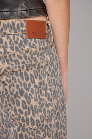 Hidden Jeans-Cheetah Print Low Slung Baggy Jeans