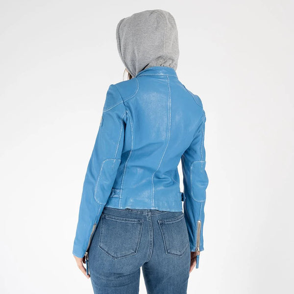 Finja Leather Jacket- Blue