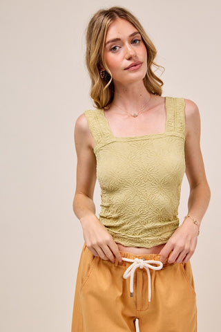 FLORAL JACQUARD SEAMLESS TANK TOP