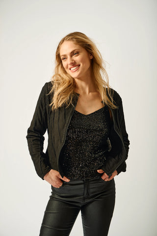 Mira Leather Mesh Cut Out Jacket