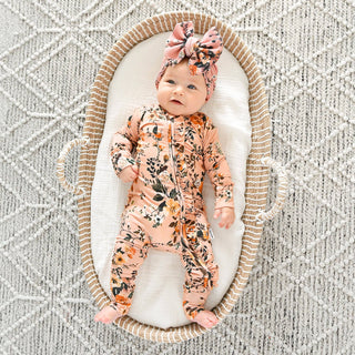 Gigi and Max - Flora Light Pink RUFFLE ZIP Floral Bamboo 1PC 2 Way Zipper