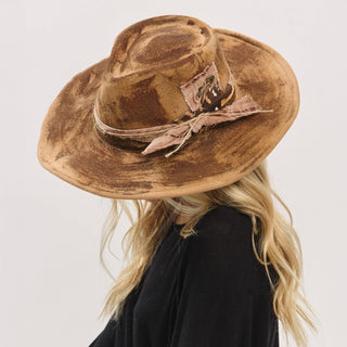 Rustic Cowgirl Feather and Band Fedora Hat