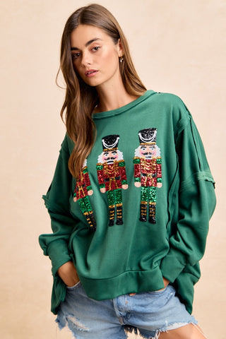 Sequin Nutcrackers Oversized Fleece