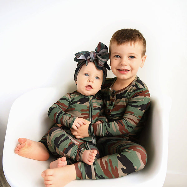 Gigi and Max - Bamboo Baby Pajama Sleepies Little Baby Zip Camo