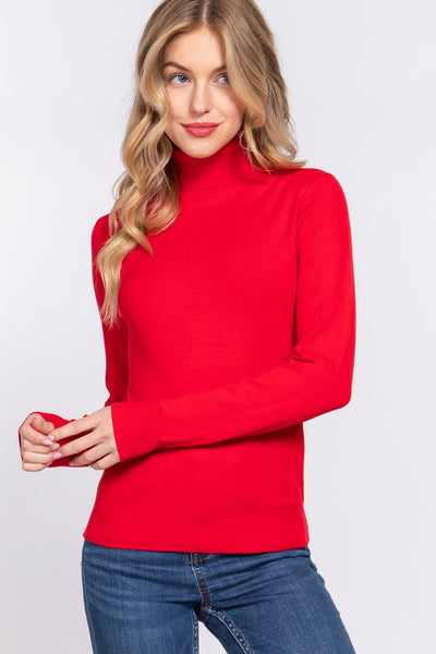 Long Sleeve Viscose Turtle Neck Sweater