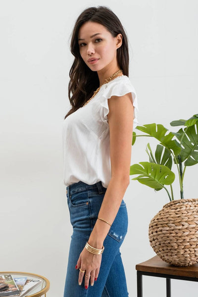 Crystal Scalloped Lace Trim Top